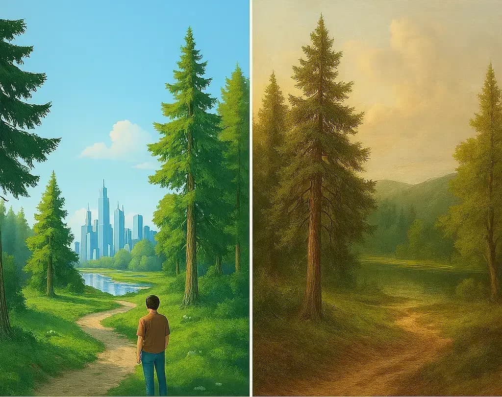 Comparación Pintura generada por chatGPT con Una pintura al óleo