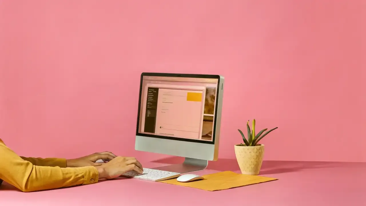 Illustration of a person in front of a computer designing a landing page